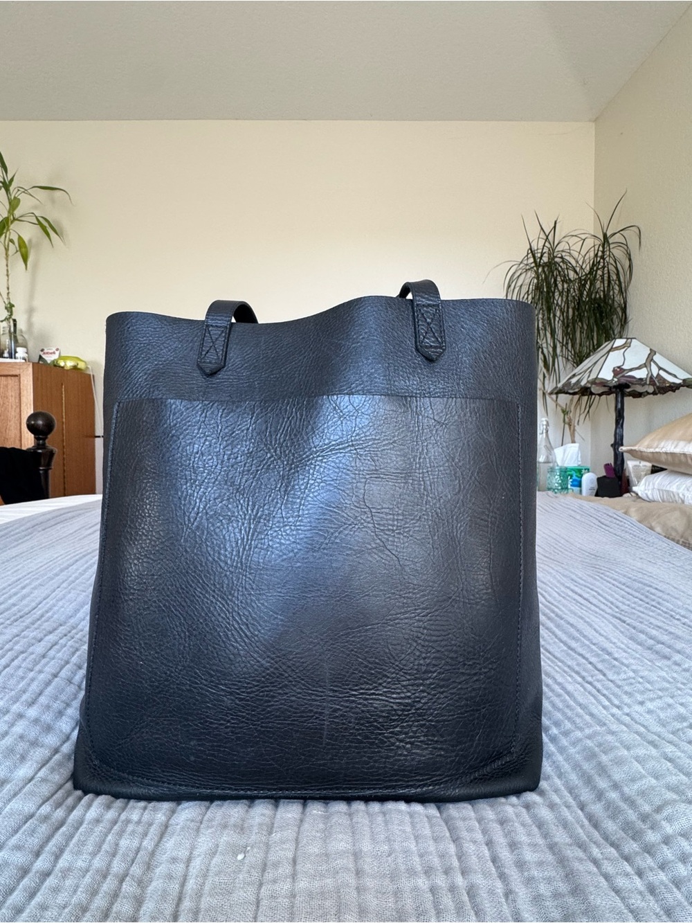 Madewell Black Leather Medium Transport Tote Bag with Adjustable Strap - Picture 3 of 6